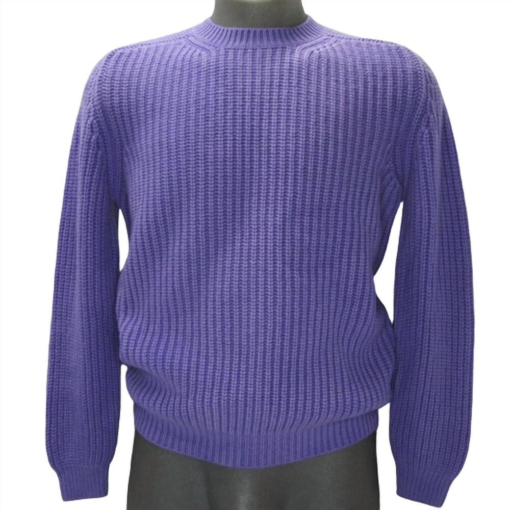NEW IRIS VON ARNIM men's stonewashed cashmere sweater in hyazinthe